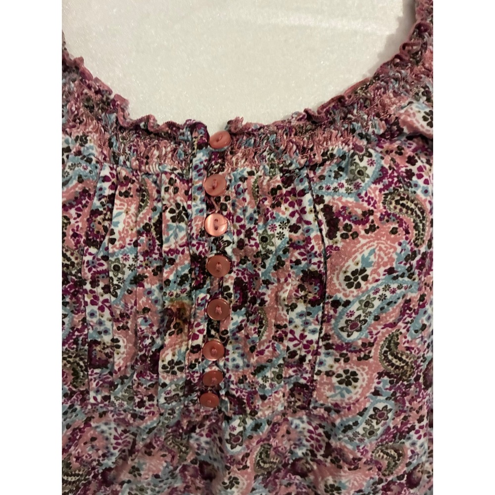 Faded Glory Womens XL Pink Paisley Floral Rayon Boho Peasant Blouse Top - Picture 4 of 6